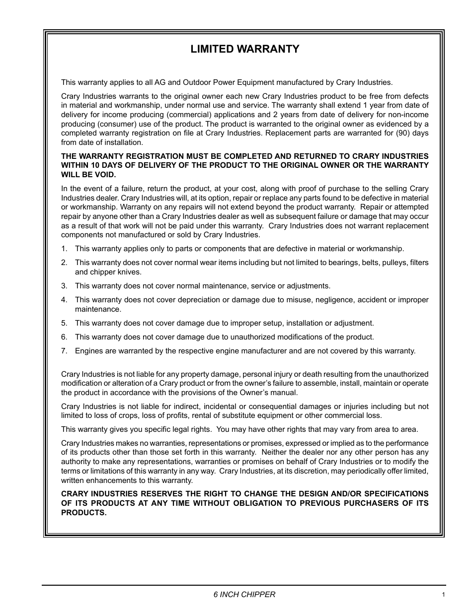 Limited warranty | Echo CH6614 Owners Manual v.1 User Manual | Page 3 / 32
