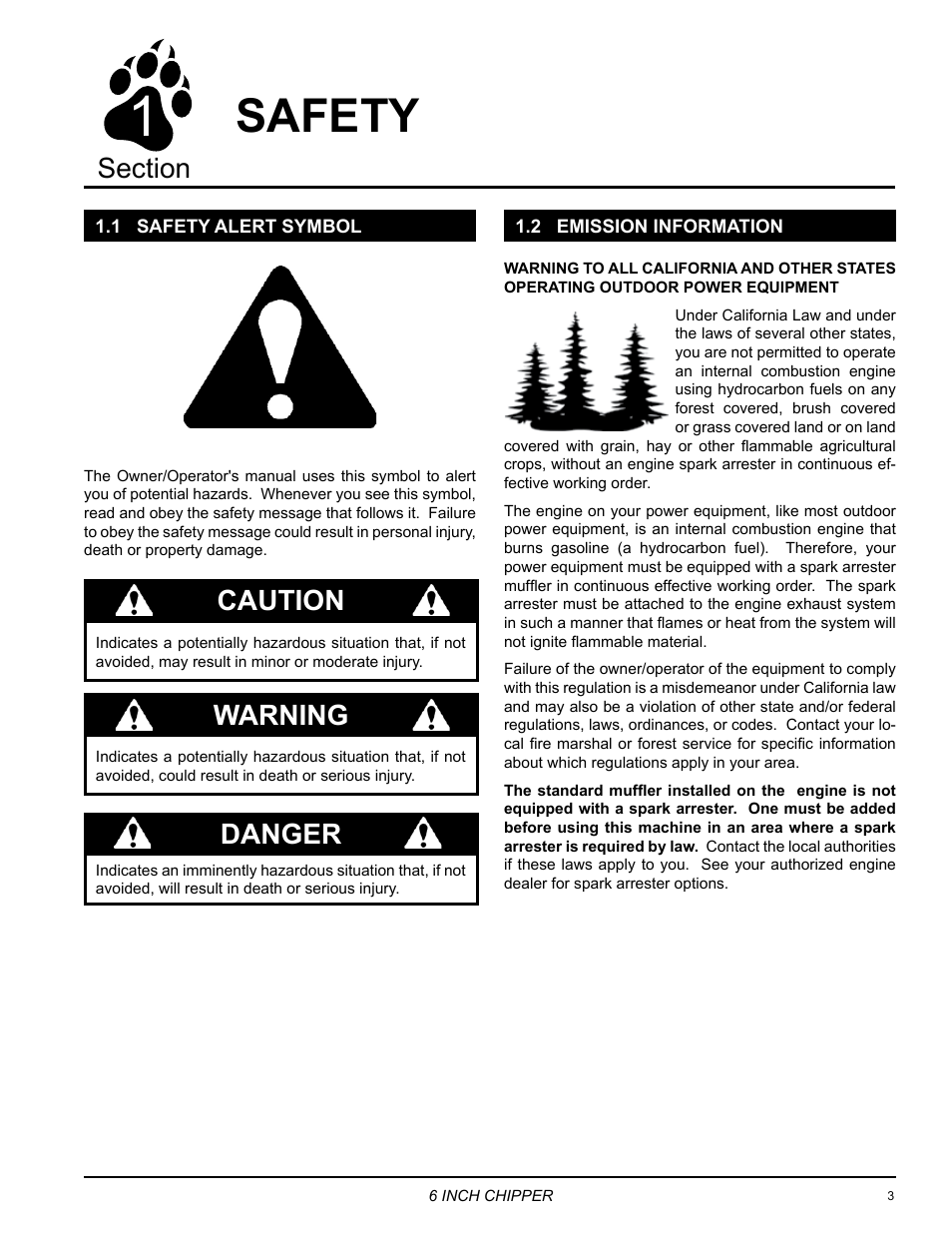 Safety, Caution, Warning | Danger | Echo CH6614 Owners Manual v.1 User Manual | Page 5 / 32
