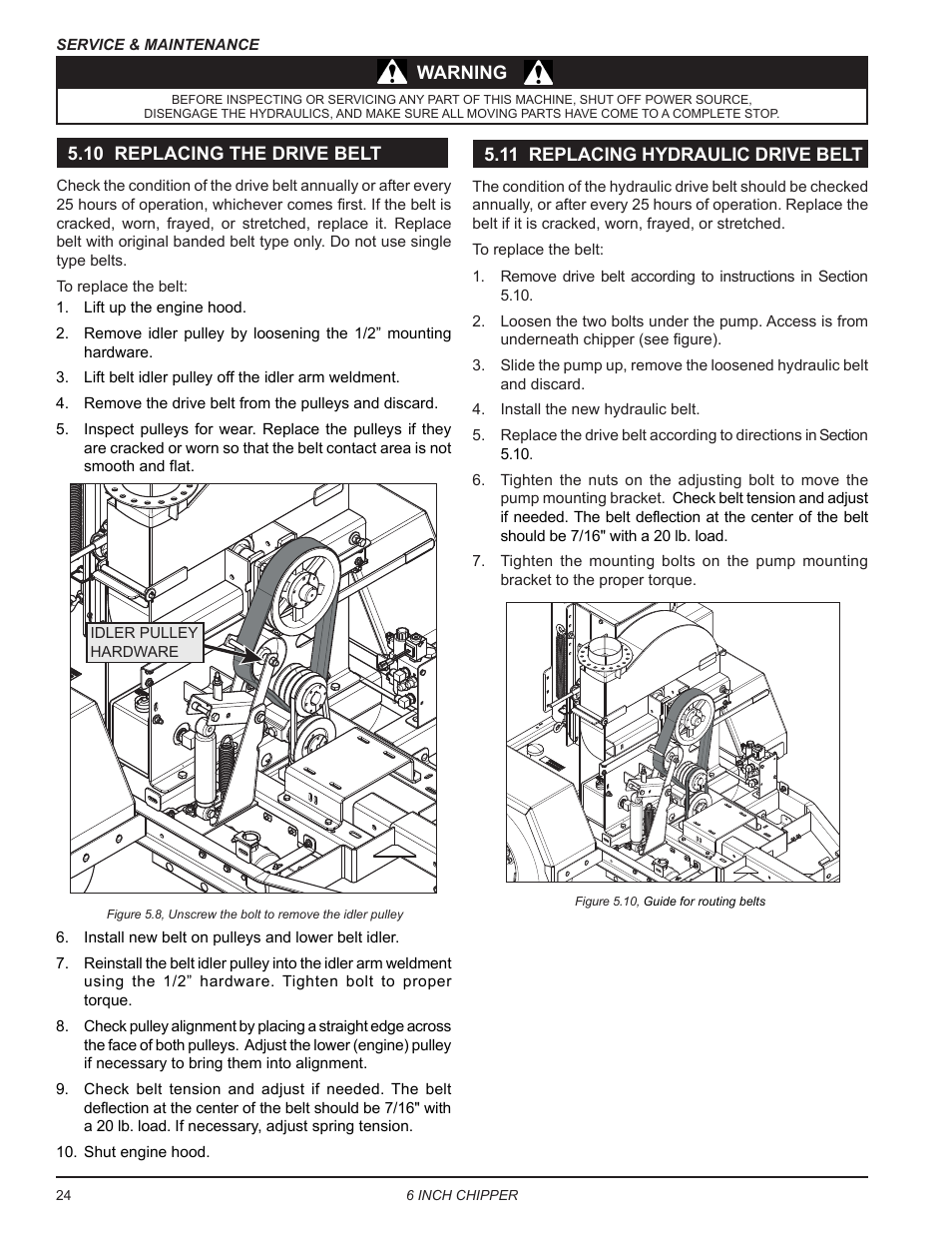 10 replacing the drive belt | Echo CH611DH Owners Manual v.6 User Manual | Page 28 / 37