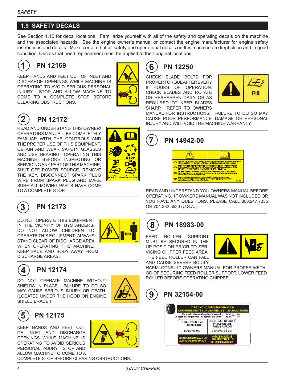 10 safety decals | Echo CH611DH Owners Manual v.6 User Manual | Page 8 / 37
