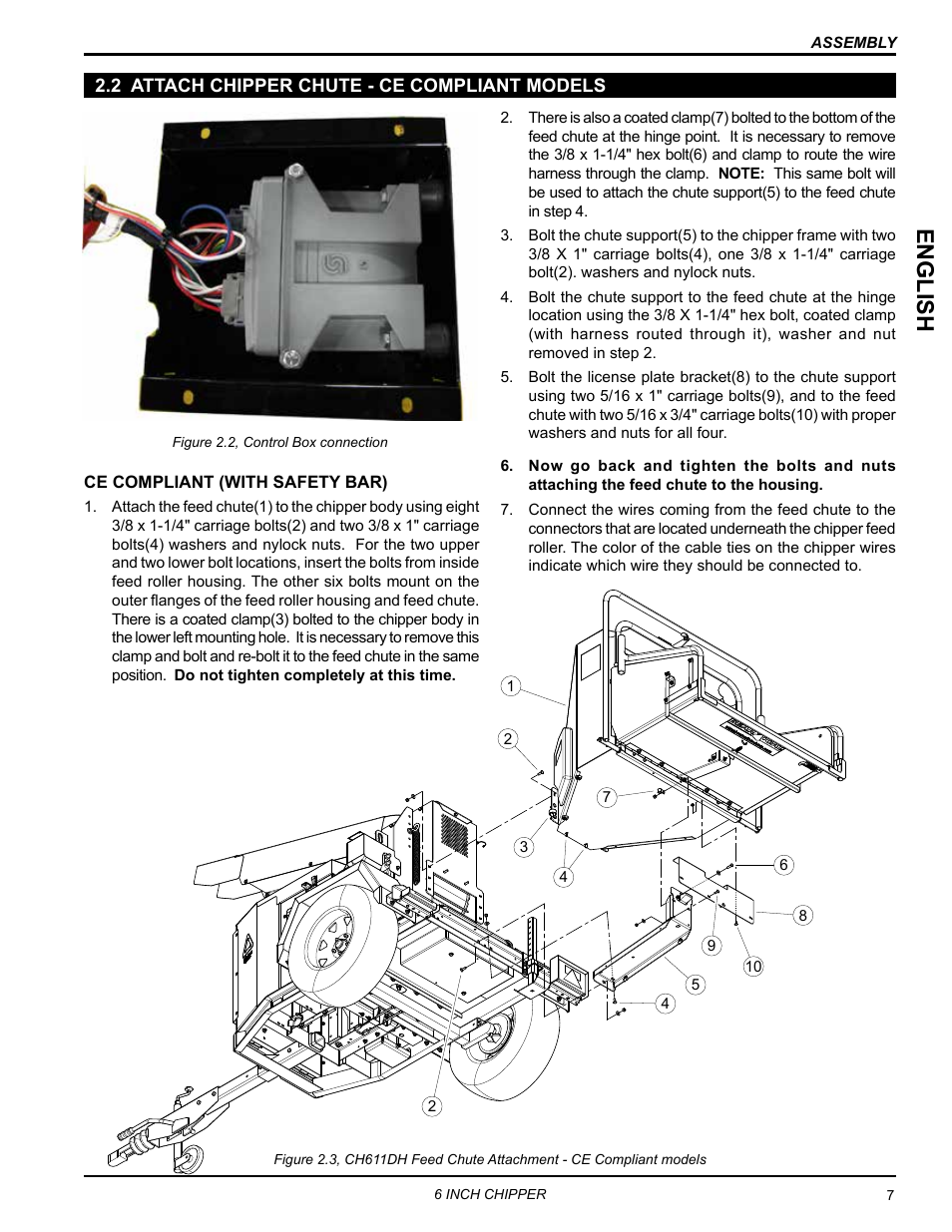 2 attach chipper chute - ce compliant models, English | Echo CH611DH Owners Manual v.5 User Manual | Page 11 / 33