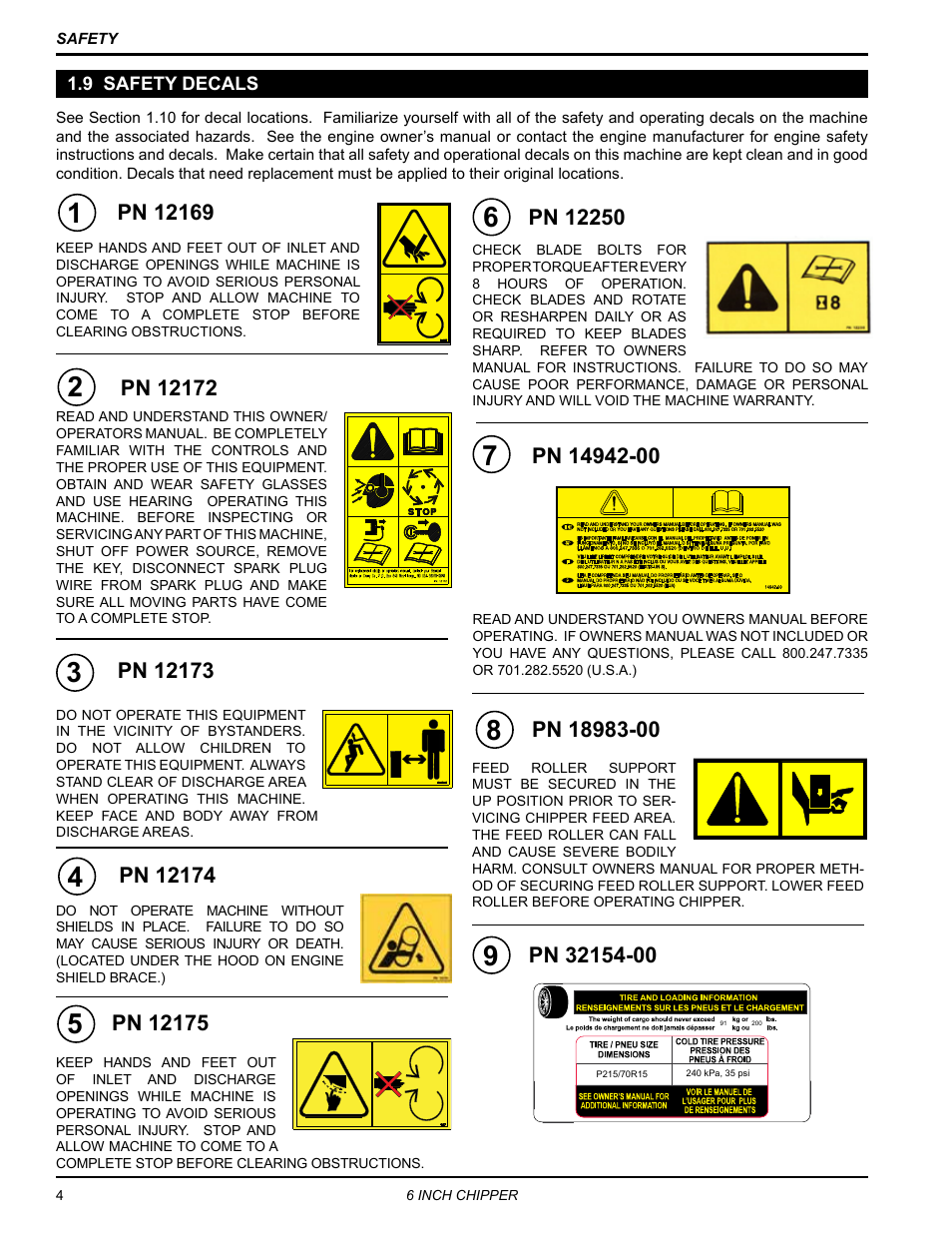 10 safety decals | Echo CH611DH Owners Manual v.5 User Manual | Page 8 / 33