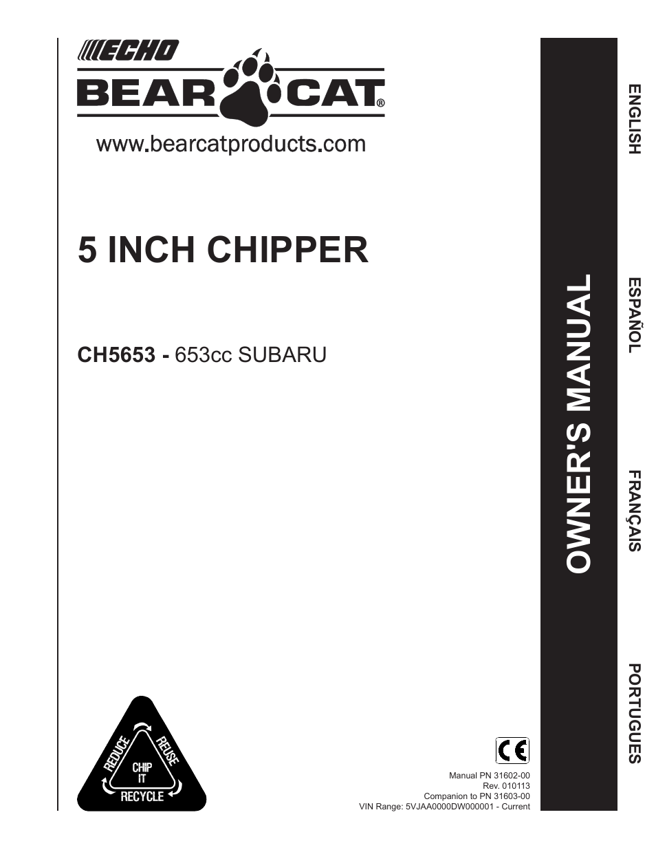 Echo CH5653 Owners Manual v.2 User Manual | 26 pages