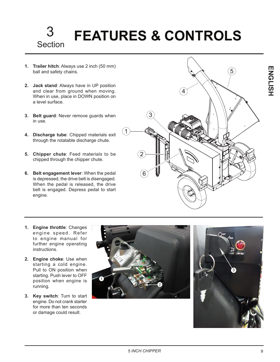 Features & controls, Features & controls 3, English | Echo CH5653 Owners Manual v.2 User Manual | Page 13 / 26