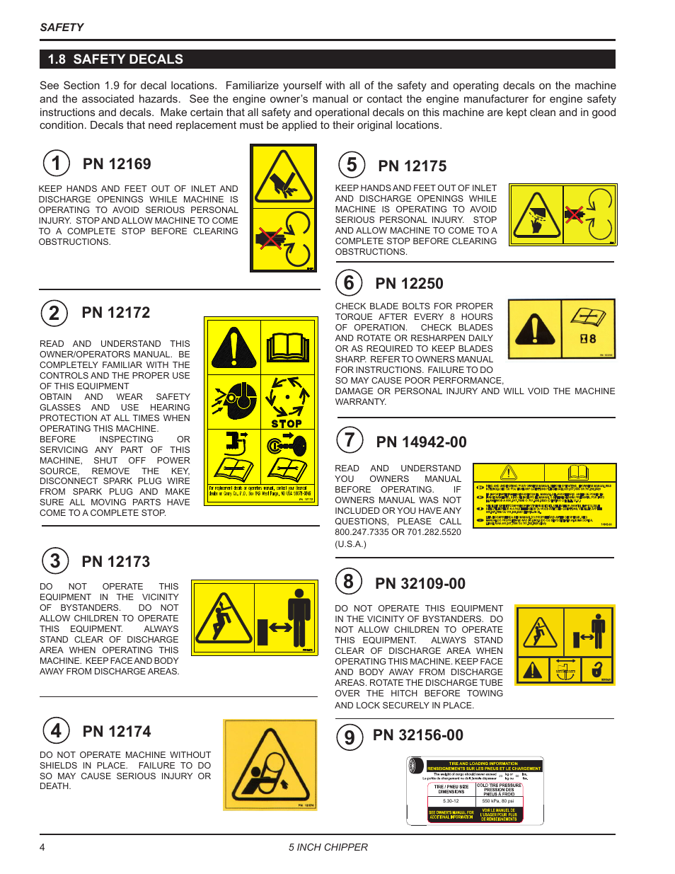 8 safety decals | Echo CH5653 Owners Manual v.2 User Manual | Page 8 / 26