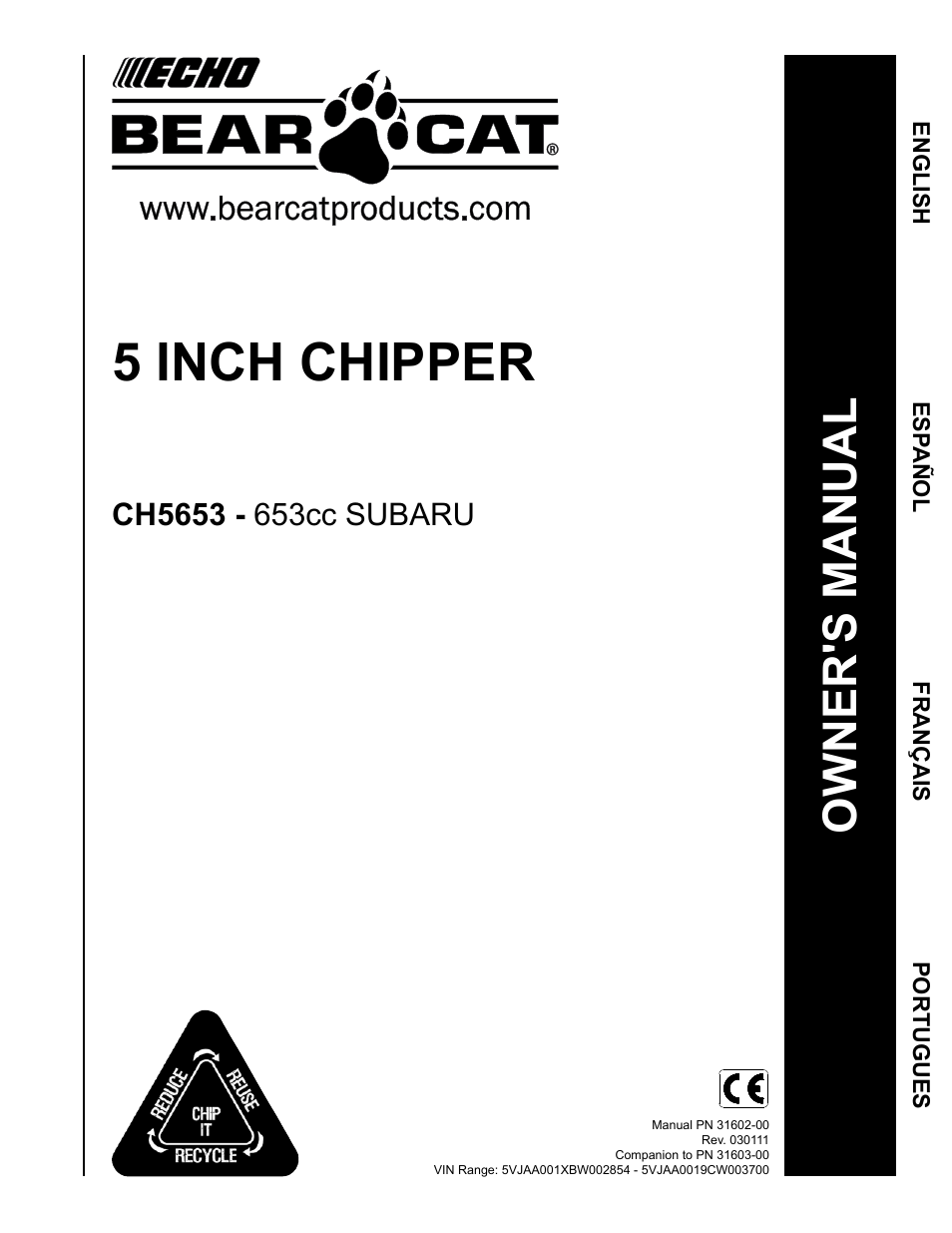 Echo CH5653 Owners Manual v.1 User Manual | 24 pages