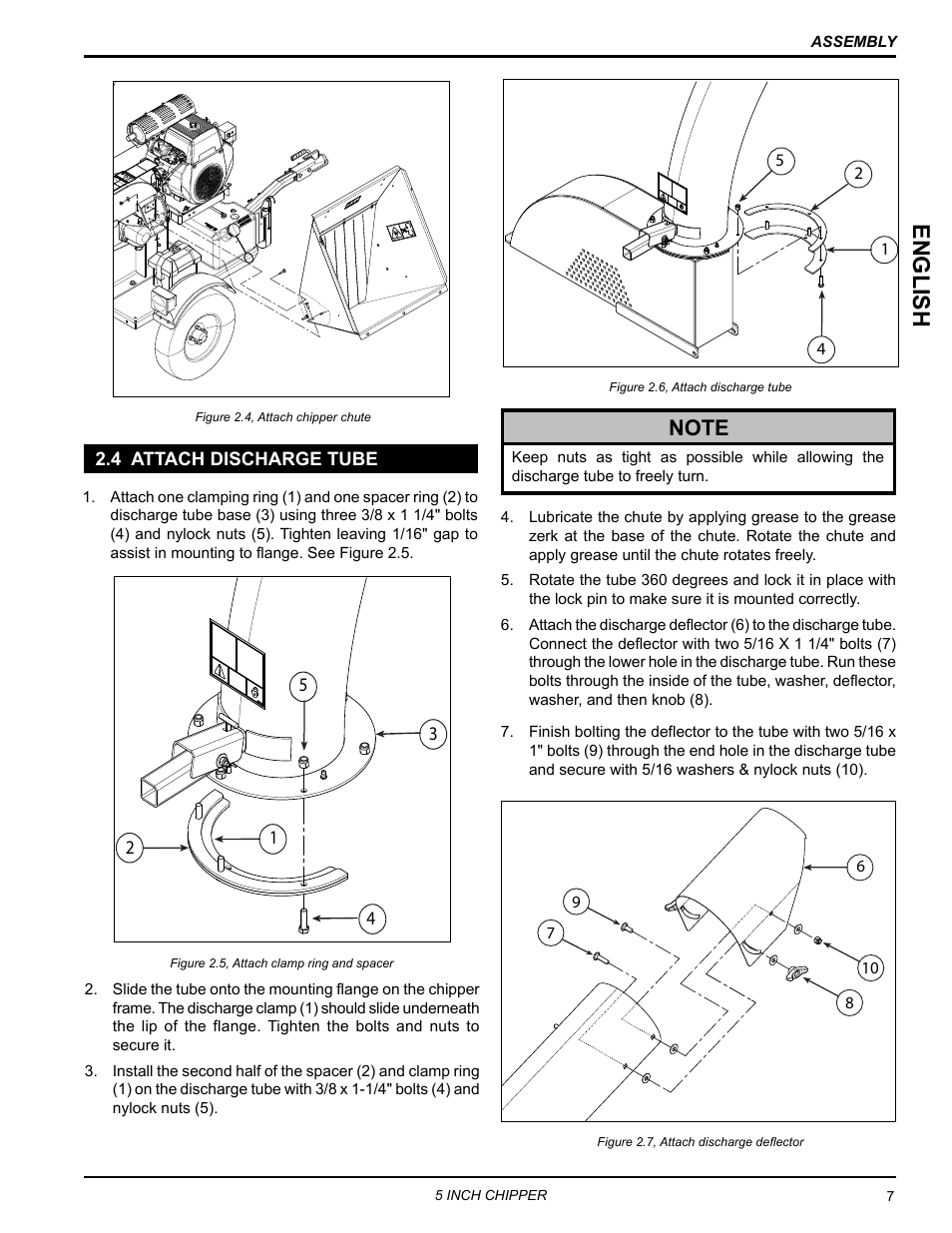 4 attach discharge tube, English | Echo CH5653 Owners Manual v.1 User Manual | Page 11 / 24