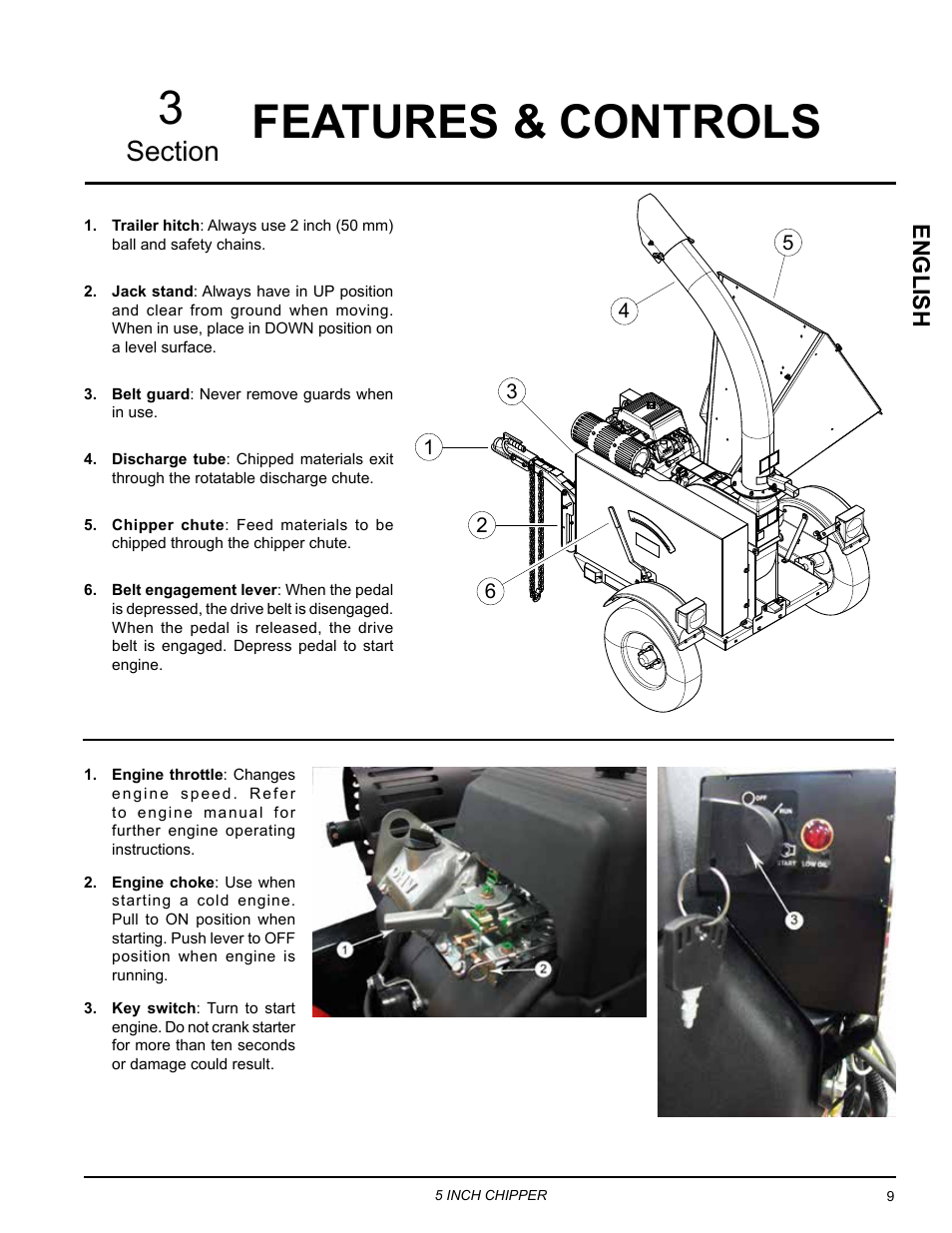 Features & controls, Features & controls 3, English | Echo CH5653 Owners Manual v.1 User Manual | Page 13 / 24