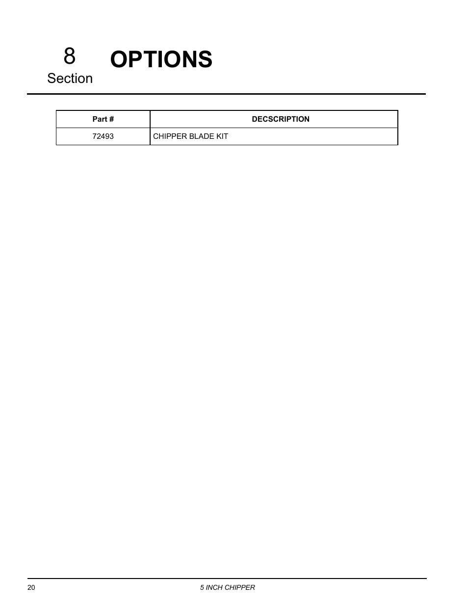 Options, Options 8 | Echo CH5653 Owners Manual v.1 User Manual | Page 24 / 24