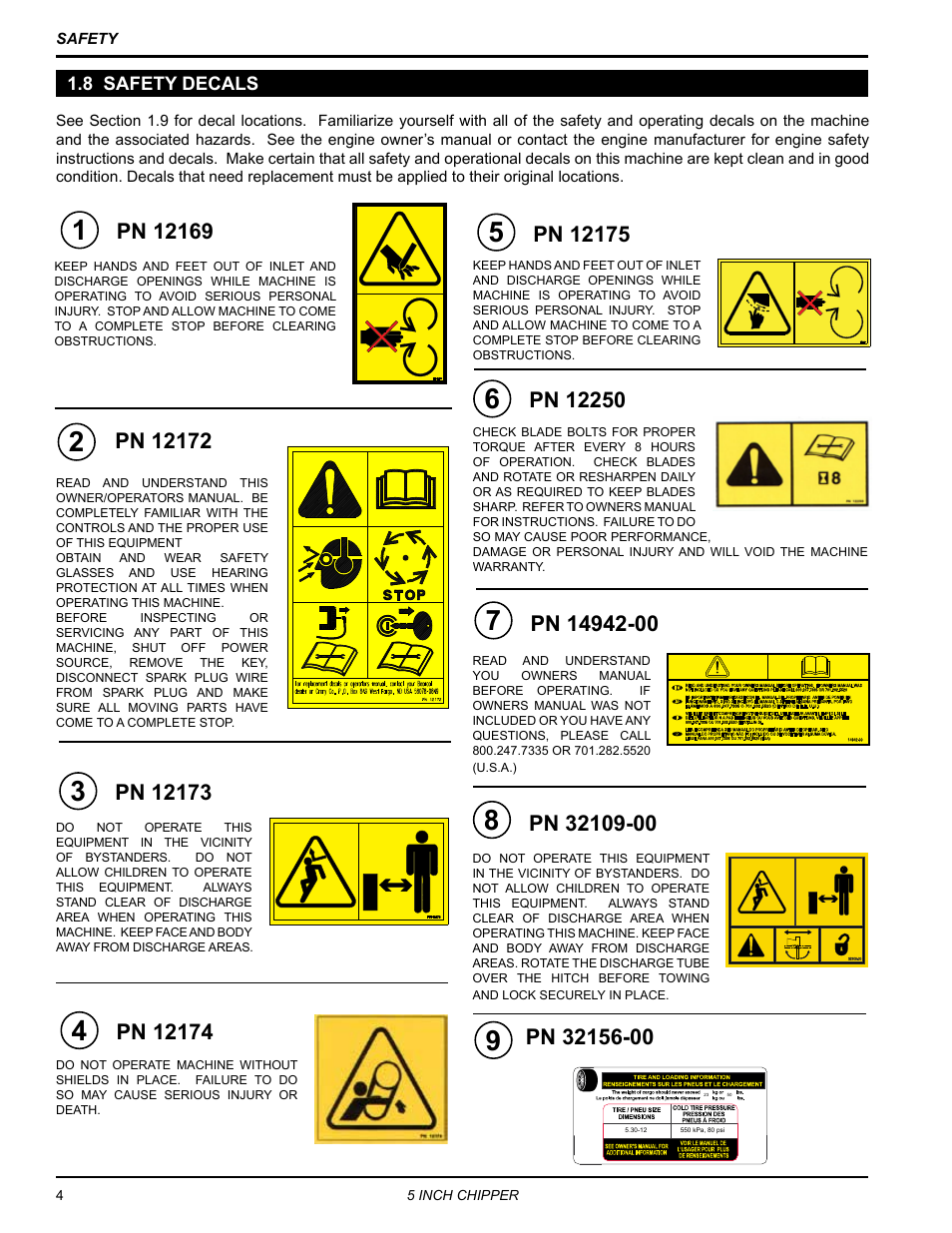 8 safety decals | Echo CH5653 Owners Manual v.1 User Manual | Page 8 / 24