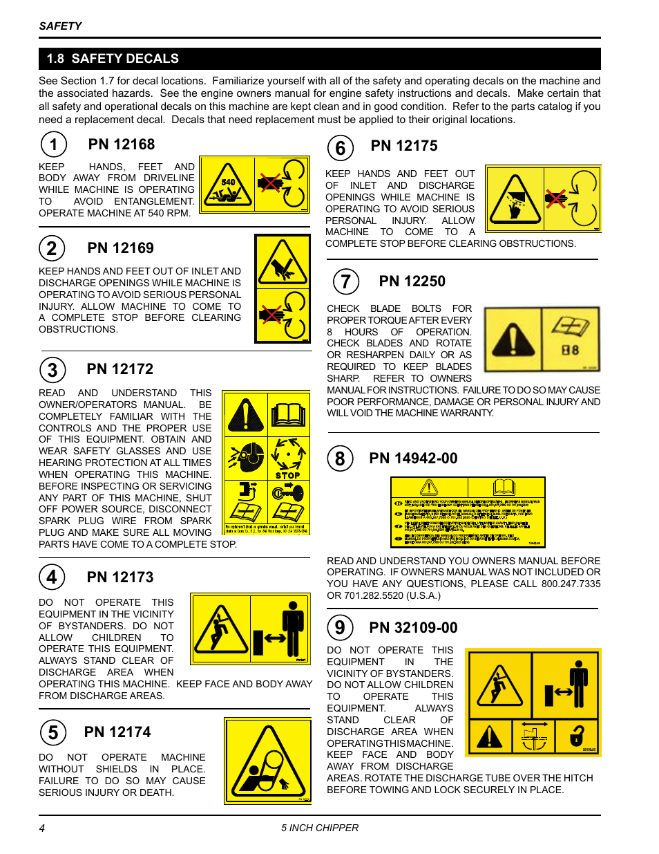 8 safety decals | Echo CH5540H Owners Manual v.4 User Manual | Page 8 / 27