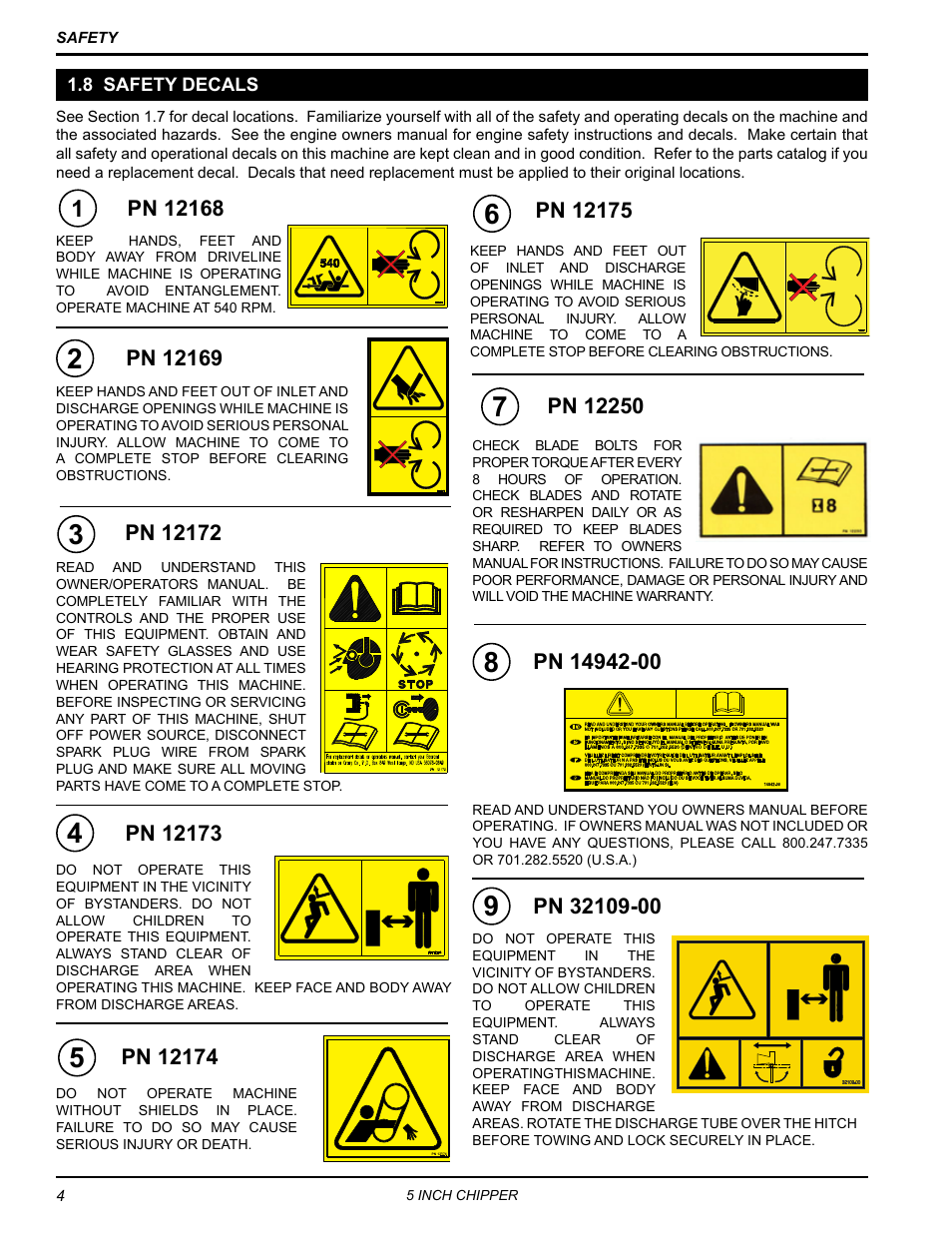 8 safety decals | Echo CH5540H Owners Manual v.3 User Manual | Page 8 / 26