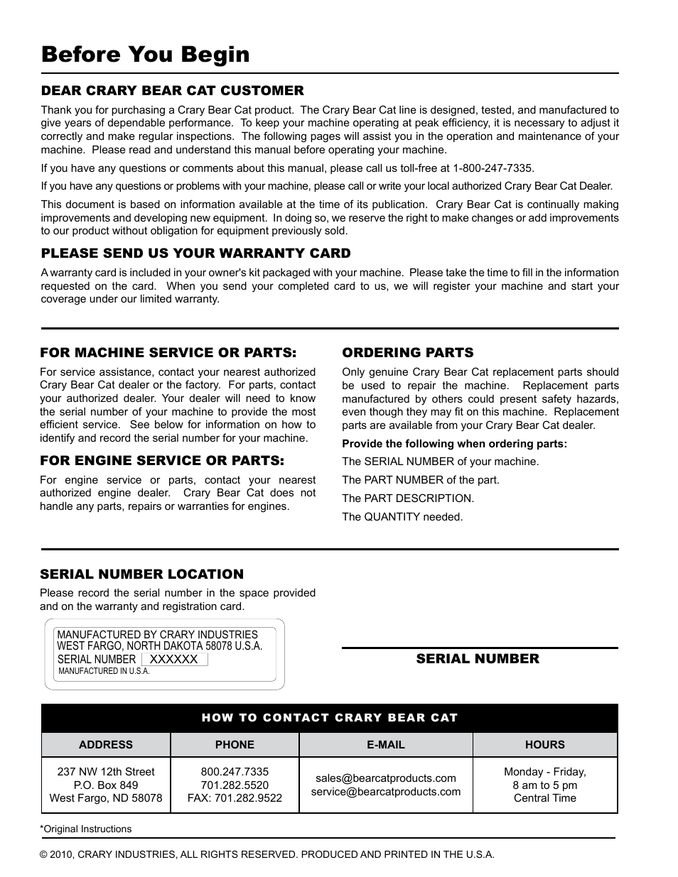Before you begin | Echo CH5540H Owners Manual v.2 User Manual | Page 2 / 26