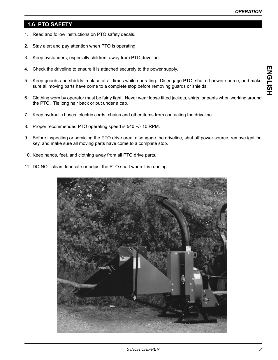 6 pto safety, English | Echo CH5540H Owners Manual v.2 User Manual | Page 7 / 26
