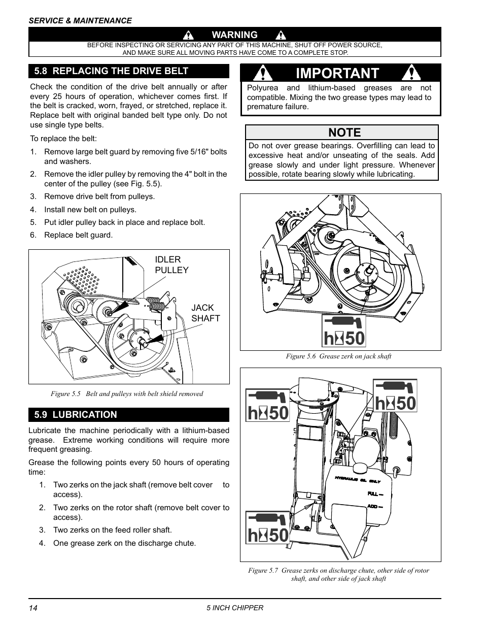 8 replacing the drive belt, 9 lubrication, 8 replacing the drive belt 5.9 lubrication | Important | Echo 74554 Owners Manual v.4 User Manual | Page 18 / 25