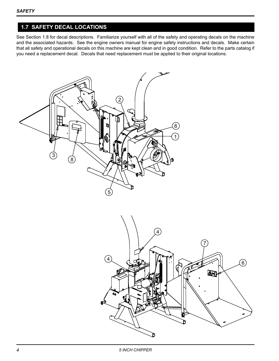 7 safety decal locations | Echo 74554 Owners Manual v.4 User Manual | Page 8 / 25
