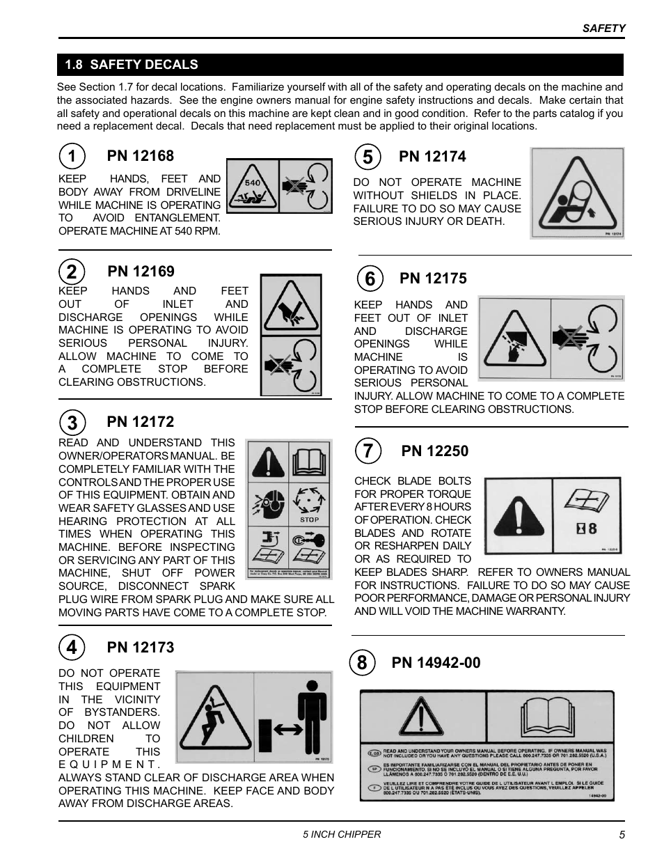 8 safety decals | Echo 74554 Owners Manual v.4 User Manual | Page 9 / 25