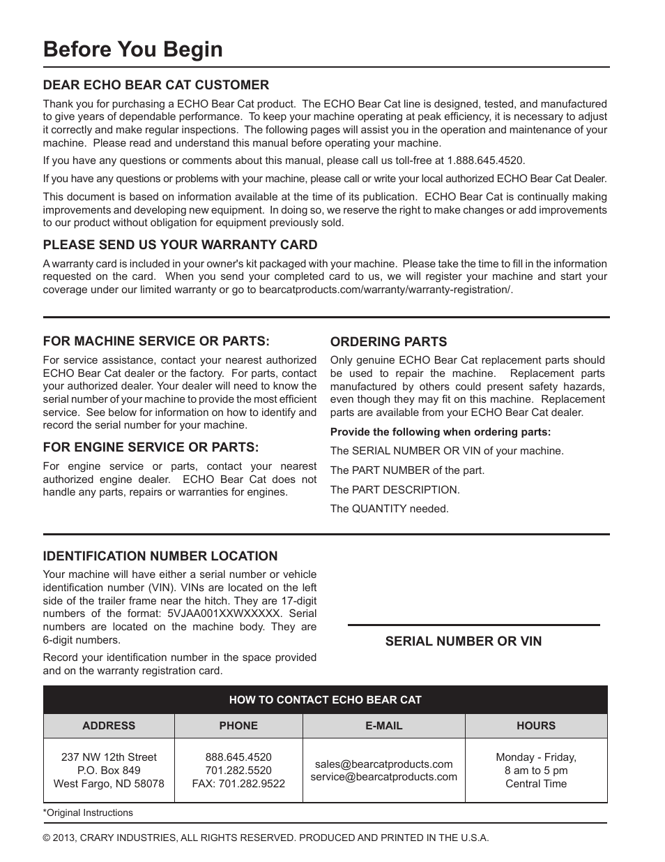 Before you begin | Echo CH5540 Owners Manual v.2 User Manual | Page 2 / 24
