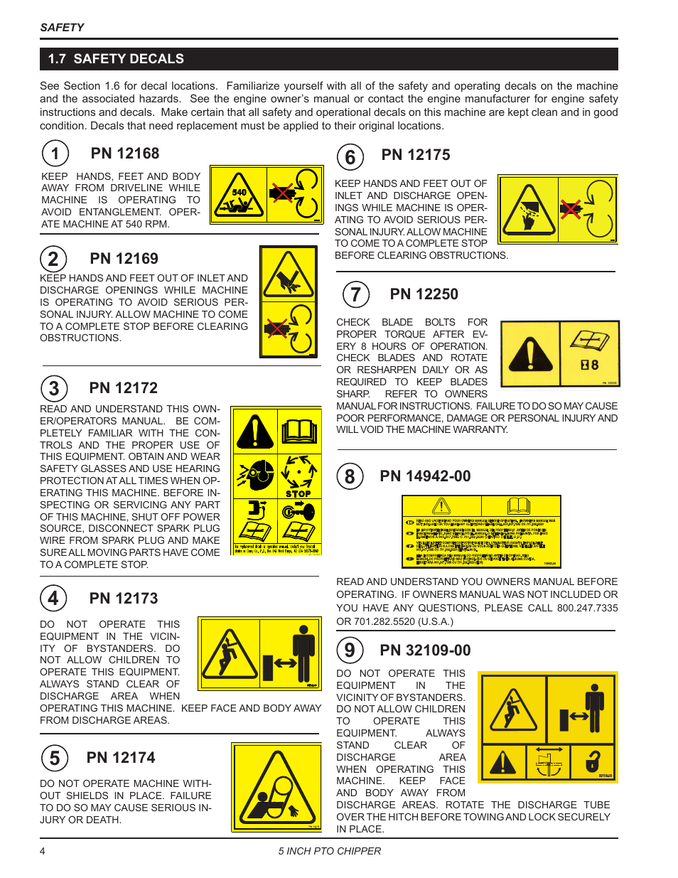 7 safety decals | Echo CH5540 Owners Manual v.2 User Manual | Page 8 / 24