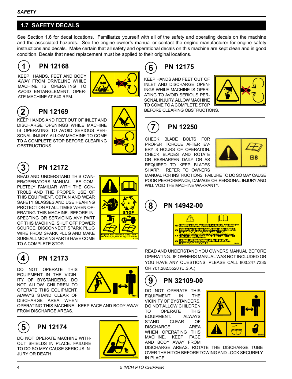 7 safety decals | Echo CH5540 Owners Manual v.1 User Manual | Page 8 / 23