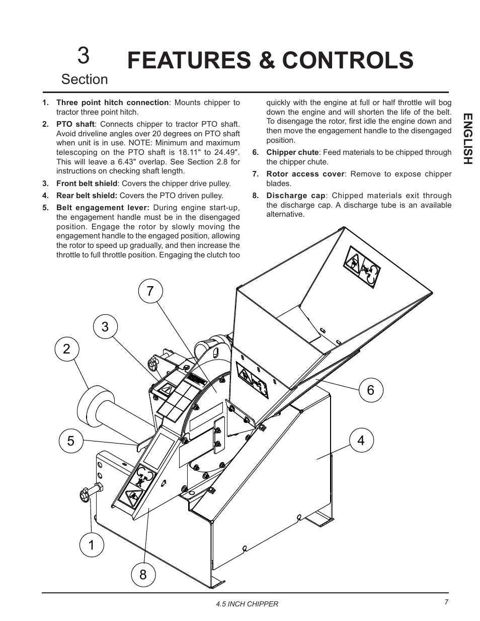 Features & controls, Features & controls 3, English | Echo CH45540 Owners Manual v.5 User Manual | Page 11 / 24