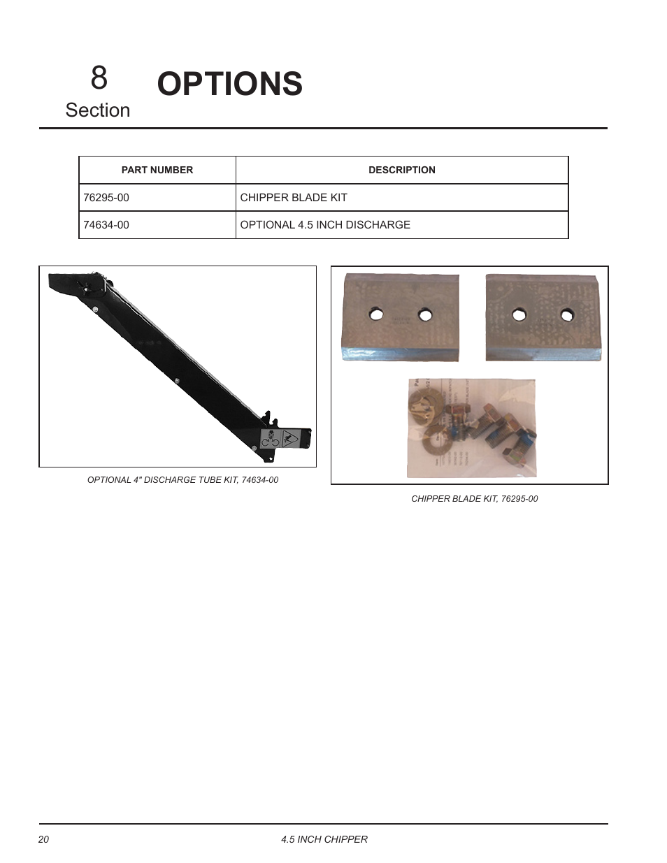Options, Options 8 | Echo CH45540 Owners Manual v.5 User Manual | Page 24 / 24
