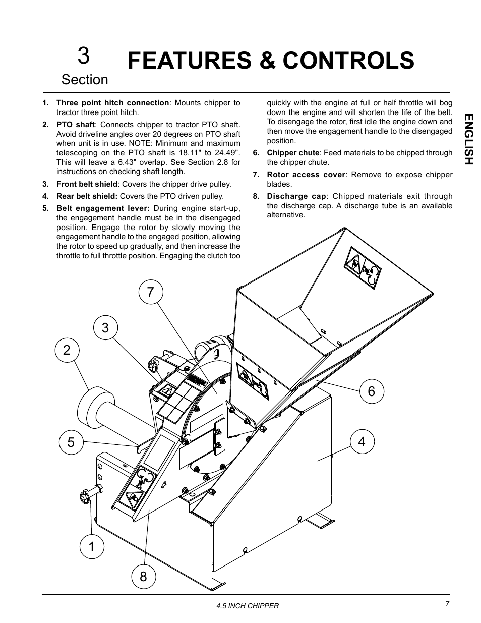 Features & controls, Features & controls 3, English | Echo CH45540 Owners Manual v.4 User Manual | Page 11 / 24