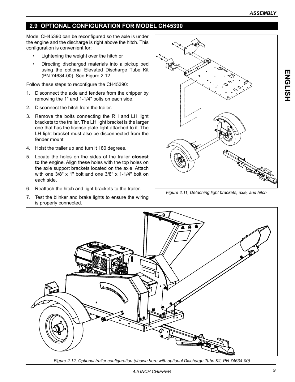 9 optional configuration for model ch45390, English | Echo CH45342 Owners Manual v.2 User Manual | Page 13 / 35