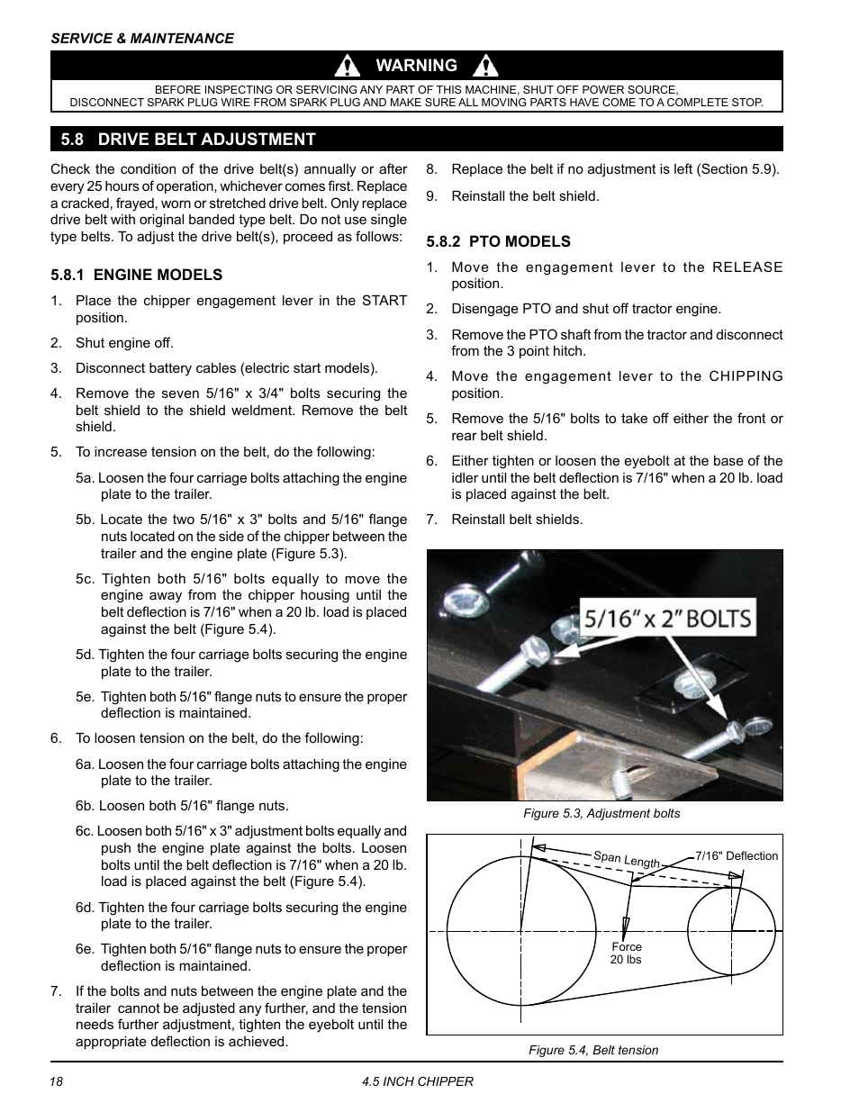 8 drive belt adjustment | Echo CH45342 Owners Manual v.2 User Manual | Page 22 / 35