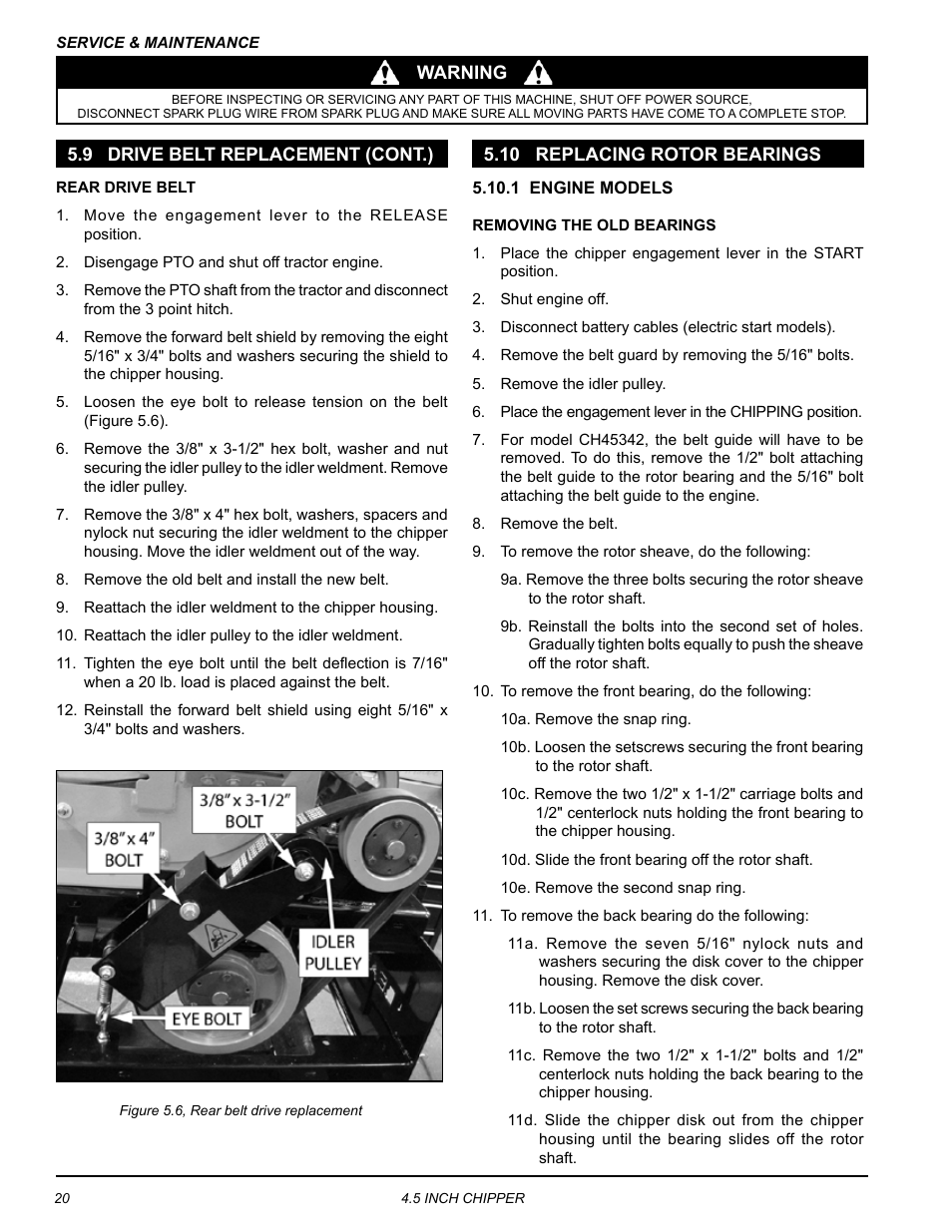 10 replacing rotor bearings | Echo CH45342 Owners Manual v.2 User Manual | Page 24 / 35