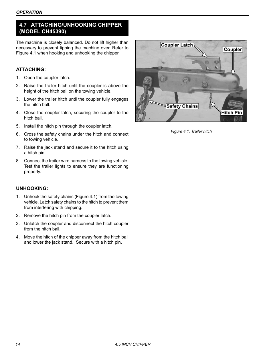 7 attaching/unhooking chipper (model ch45390) | Echo CH45342 Owners Manual v.1 User Manual | Page 18 / 35