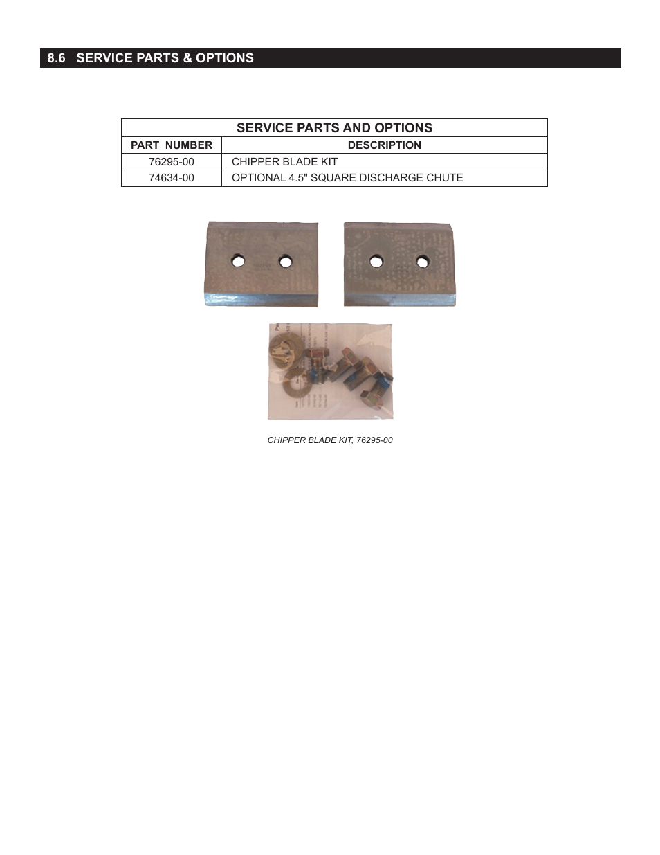 6 service parts, 6 service parts & options | Echo CH450H Owners Manual v.2 User Manual | Page 26 / 27