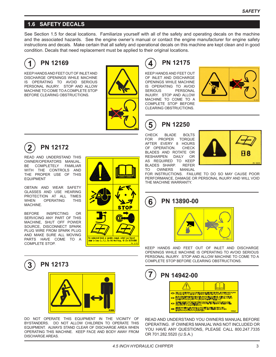 6 safety decals | Echo CH450H Owners Manual v.2 User Manual | Page 7 / 27