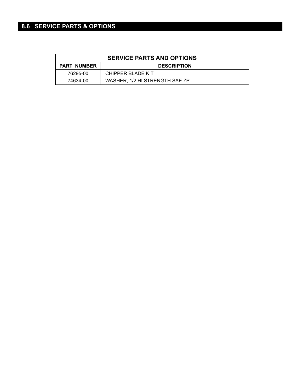 6 service parts, 6 service parts & options | Echo CH450H Owners Manual v.1 User Manual | Page 26 / 28