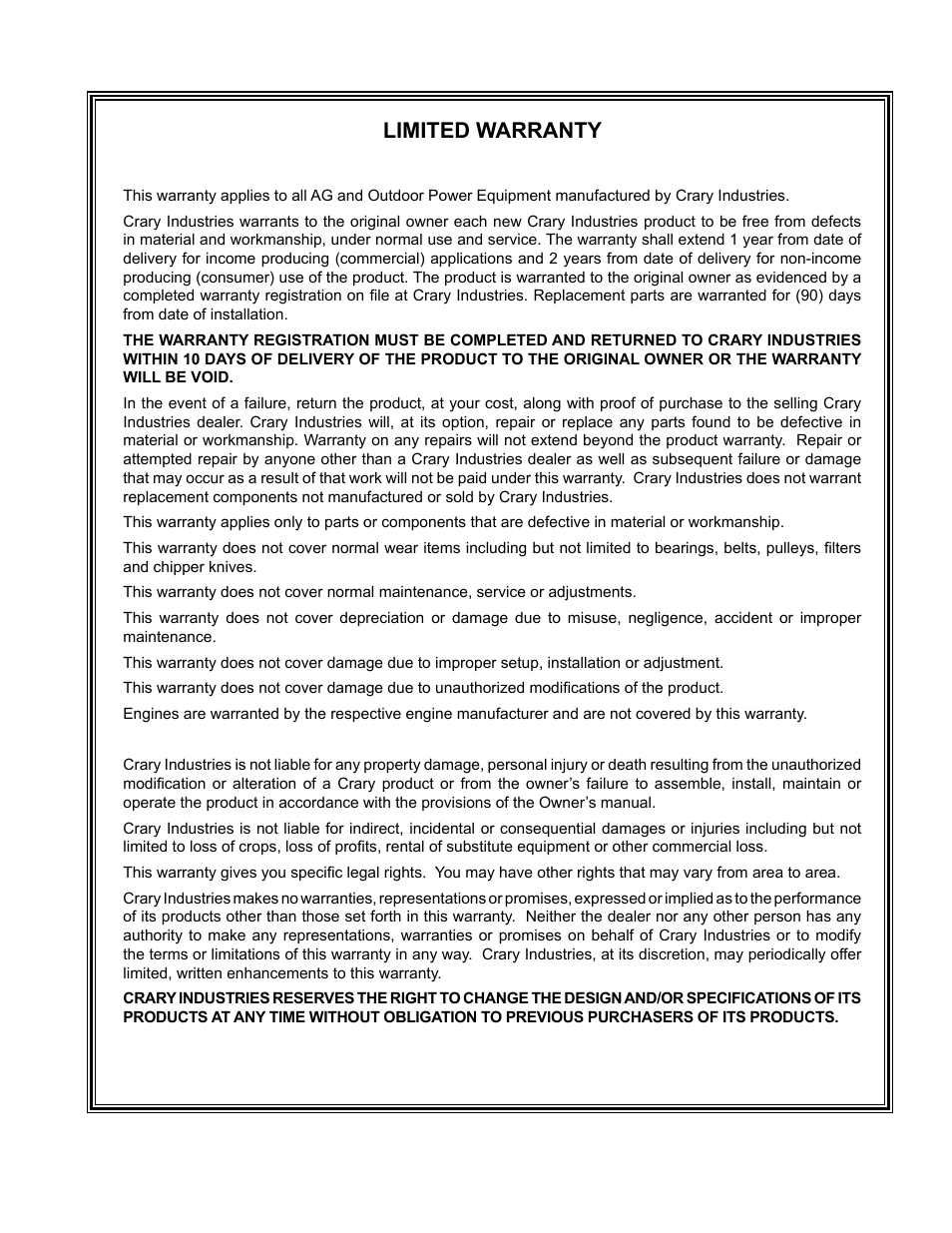 Limited warranty | Echo CH450H Owners Manual v.1 User Manual | Page 3 / 28