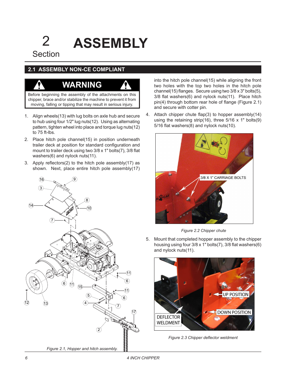 Assembly, 1 assembly non-ce compliant, Assembly 2 | Warning | Echo CH4400 Owners Manual v.2 User Manual | Page 10 / 30