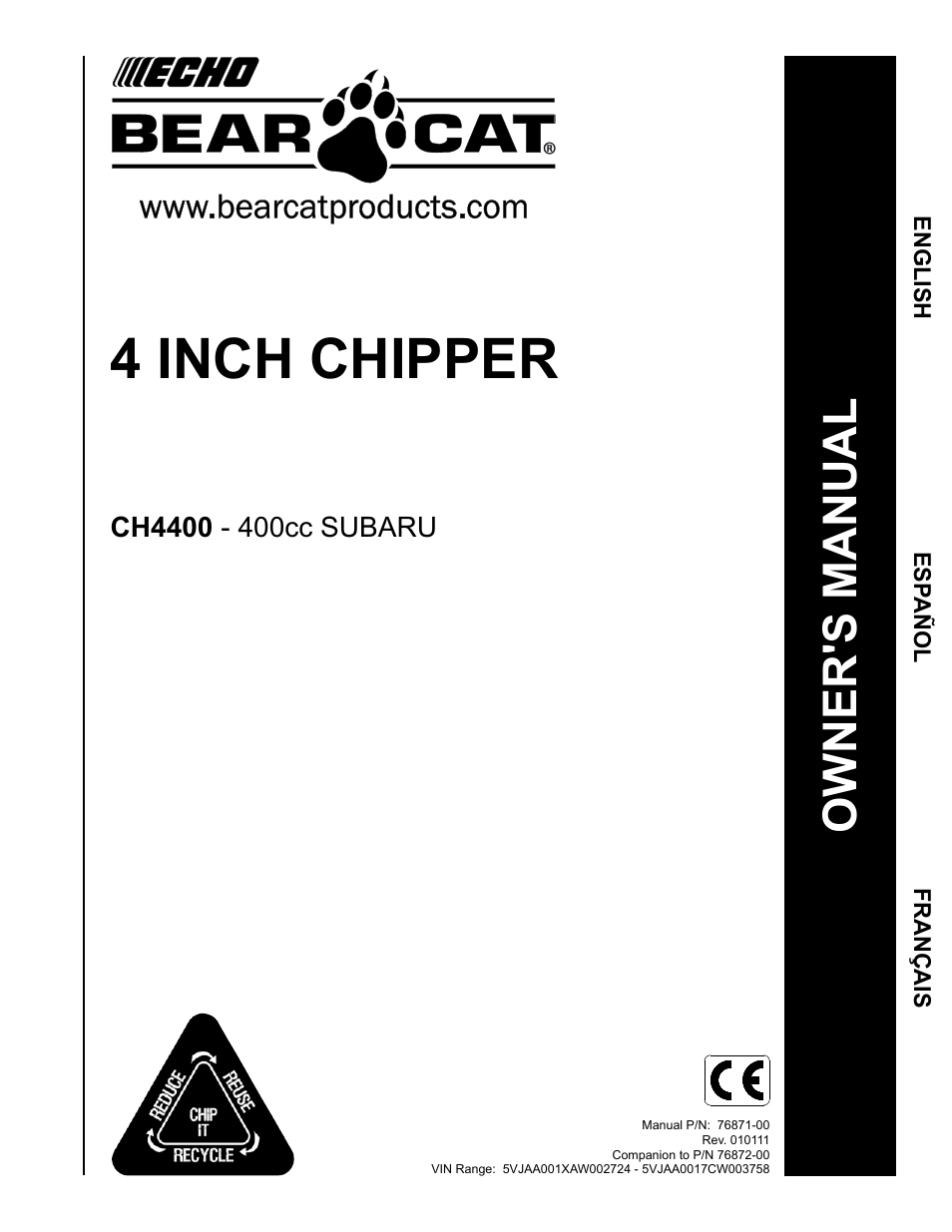 Echo CH4400 Owners Manual v.1 User Manual | 30 pages
