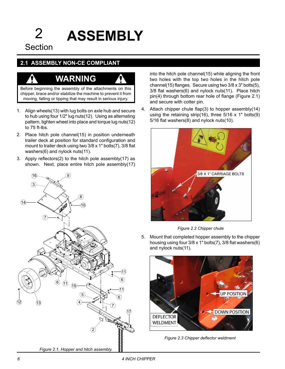 Assembly, 1 assembly non-ce compliant, Assembly 2 | Warning | Echo CH4400 Owners Manual v.1 User Manual | Page 10 / 30