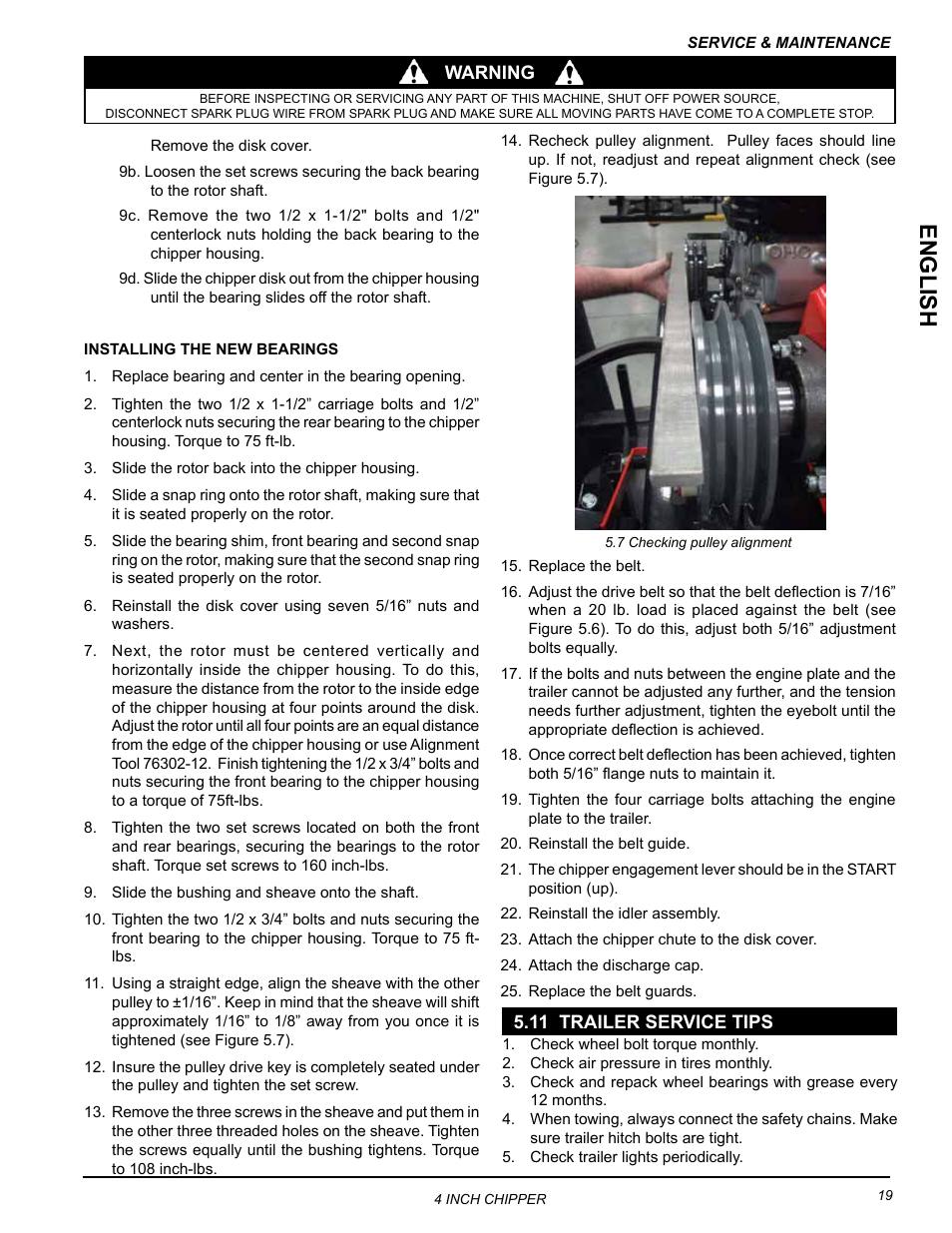 11 trailer service tips, English | Echo CH4400 Owners Manual v.1 User Manual | Page 23 / 30
