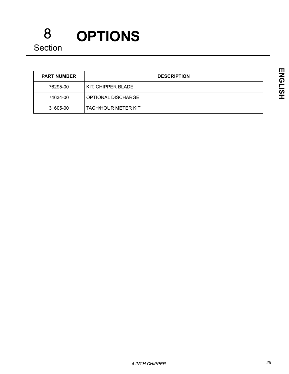 Options, Options 8 | Echo CH4400 Owners Manual v.1 User Manual | Page 29 / 30