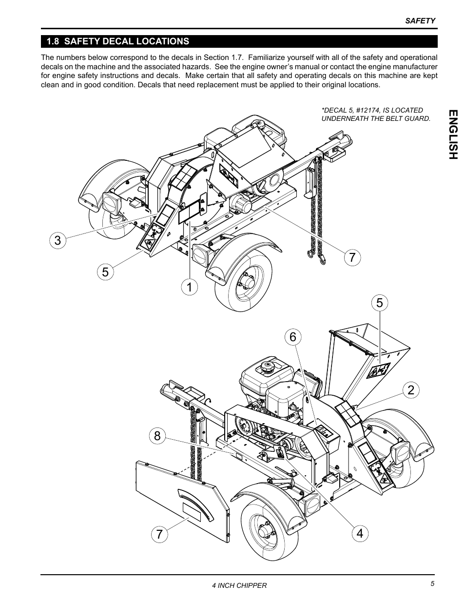 8 safety decal locations | Echo CH4400 Owners Manual v.1 User Manual | Page 9 / 30