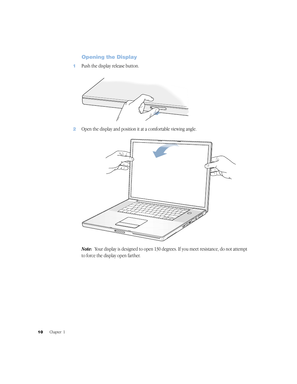 Opening the display, Opening the display 10 | Apple G4 17-inch User Manual | Page 10 / 104