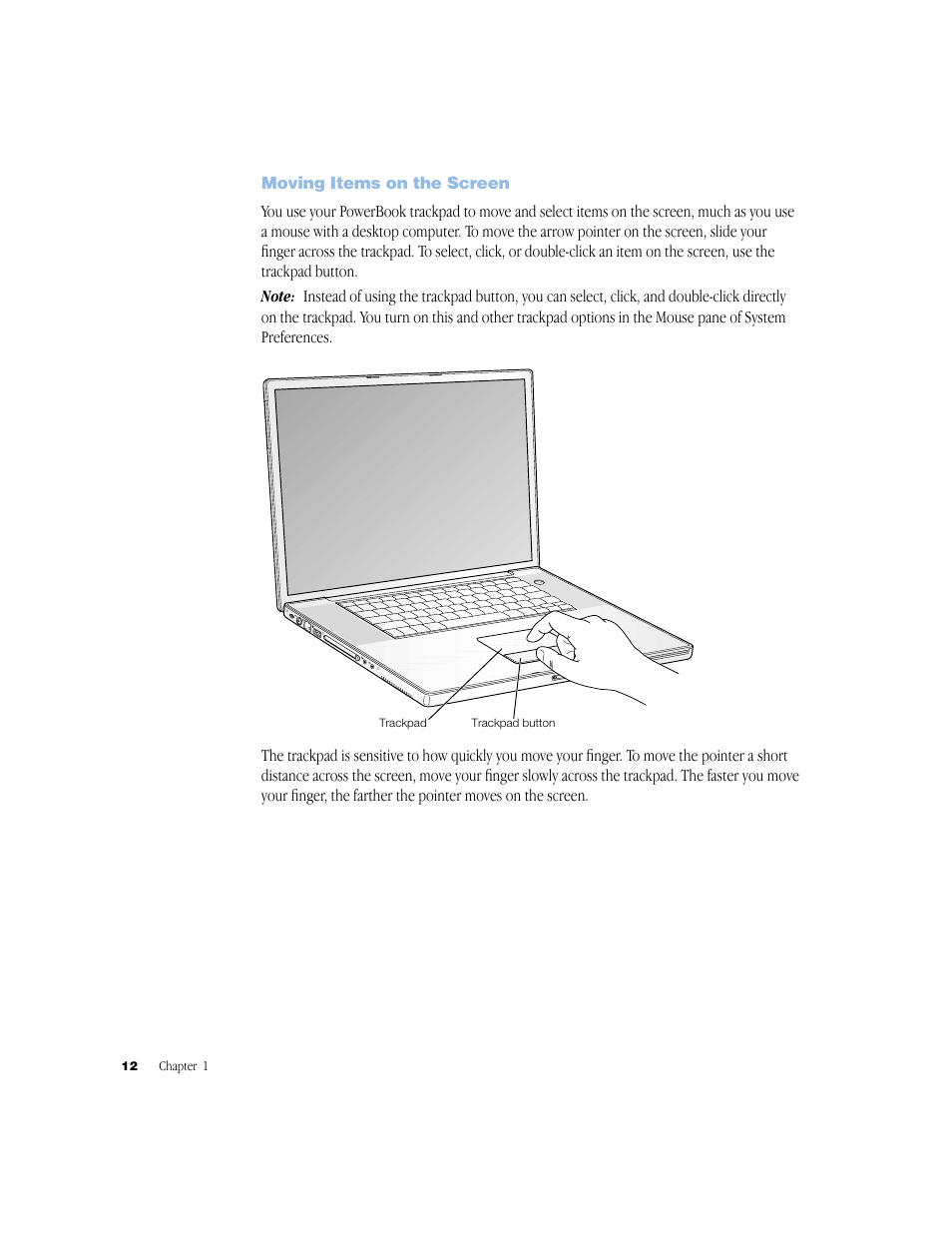 Moving items on the screen, Moving items on the screen 12 | Apple G4 17-inch User Manual | Page 12 / 104