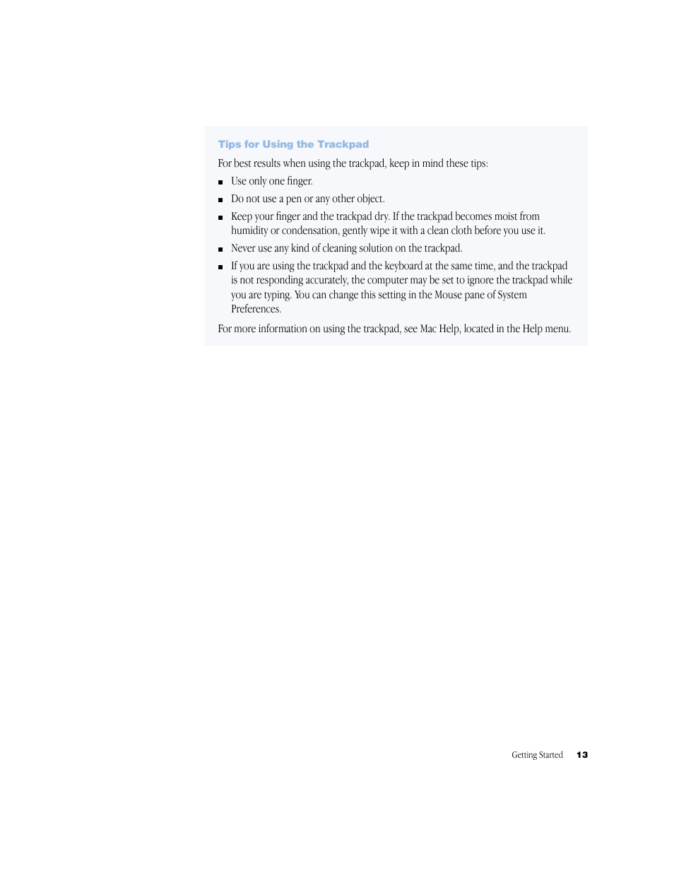 Tips for using the trackpad | Apple G4 17-inch User Manual | Page 13 / 104
