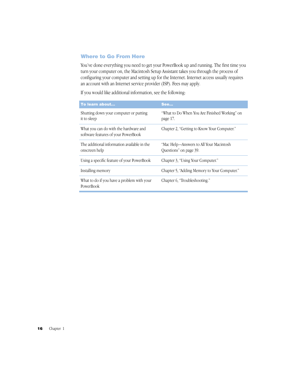 Where to go from here, Where to go from here 16 | Apple G4 17-inch User Manual | Page 16 / 104