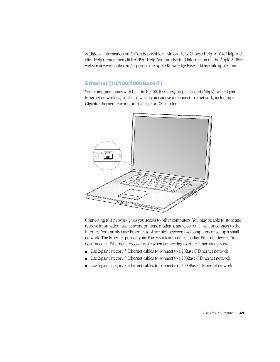 Ethernet (10/100/1000base-t), Ethernet (10/100/1000base-t) 49 | Apple G4 17-inch User Manual | Page 49 / 104