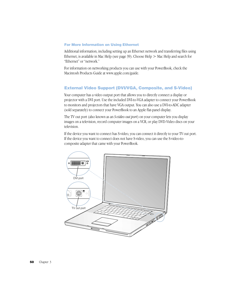 For more information on using ethernet | Apple G4 17-inch User Manual | Page 50 / 104