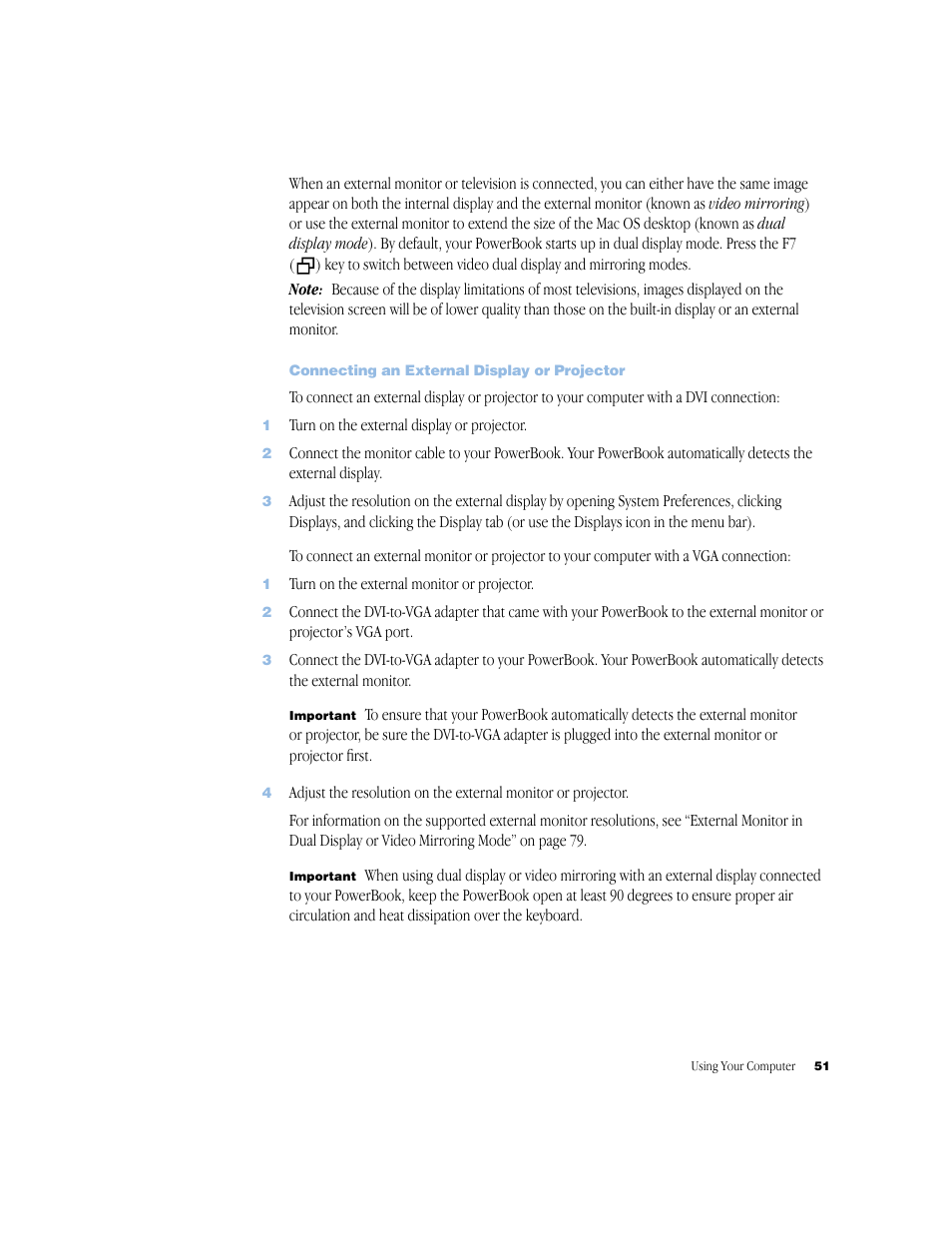Connecting an external display or projector | Apple G4 17-inch User Manual | Page 51 / 104