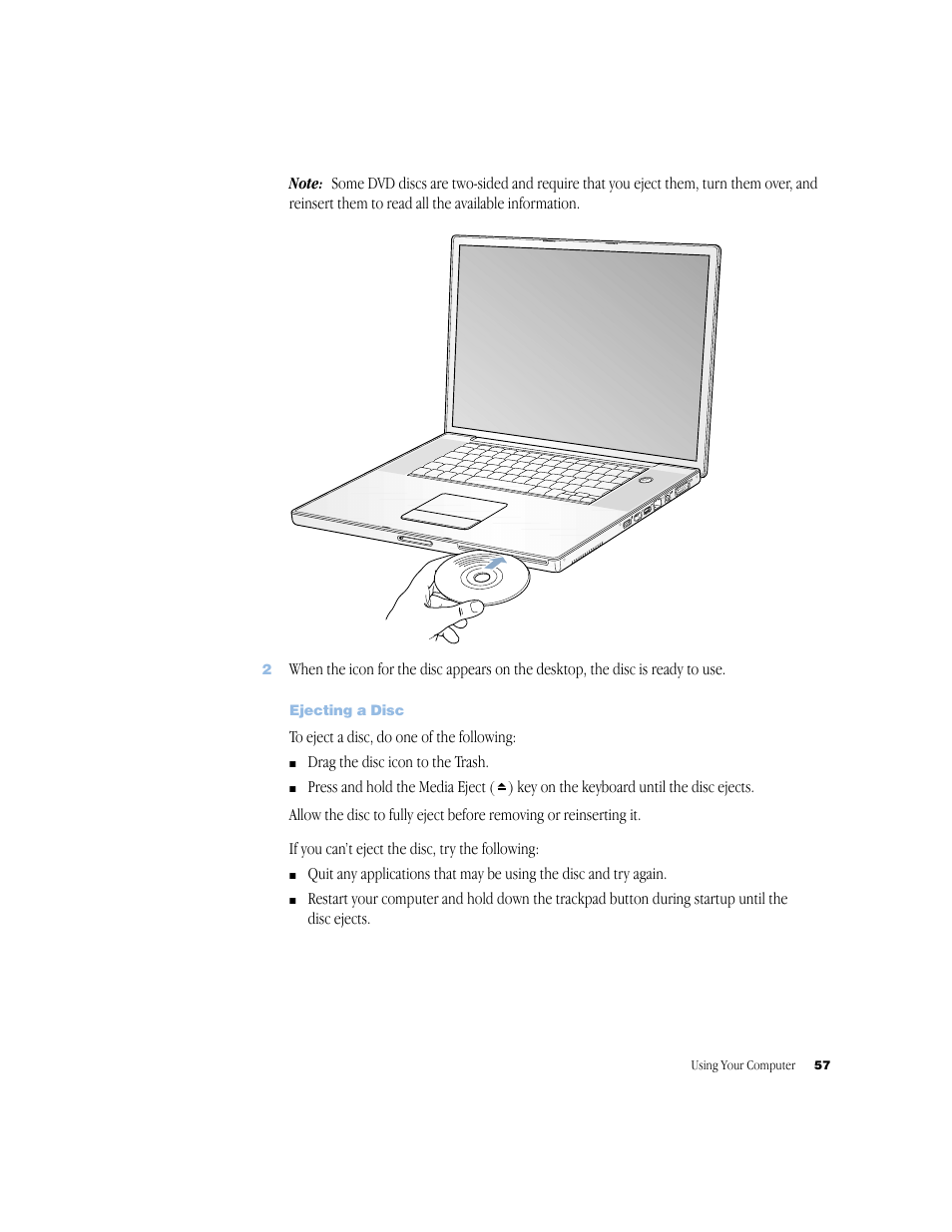 Ejecting a disc | Apple G4 17-inch User Manual | Page 57 / 104