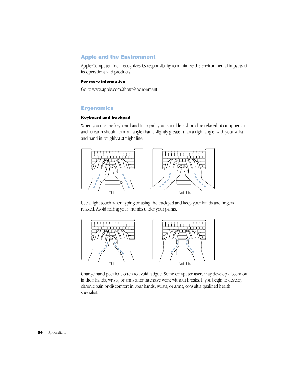 Apple and the environment, Ergonomics, Apple and the environment 84 | Ergonomics 84 | Apple G4 17-inch User Manual | Page 84 / 104